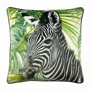 Image of Jungle Zebra Cushion Green / 50 x 50cm / Polyester Filled