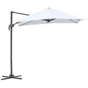 image of Outsunny 2.5 x 2.5m Patio Offset Parasol Umbrella Cantilever Hanging Aluminium Sun Shade Canopy Shelter 360° Rotation with Crank Handle and Cross Base