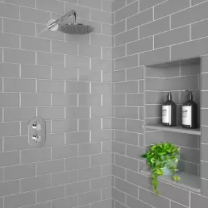 Image of Concealed Thermostatic Mixer Shower with Wall Mounted Rainfall Shower Head - Flow