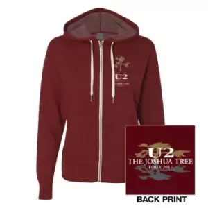 Image of U2 - Joshua Tree 2017 Unisex Large Zipped Hoodie - Red