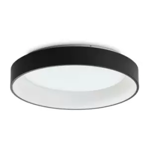 Image of Ideal Lux ziggy Round 60cm Integrated LED Semi Flush Light Black, 3000K, Non-Dim