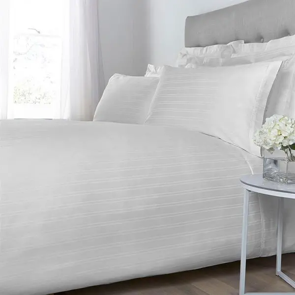 Image of Hotel Collection Woven Stripe Duvet Cover Set - White Single