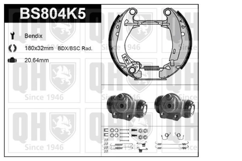 Image of QUINTON HAZELL Brake Shoe Set QUINTON HAZELL BS804K5