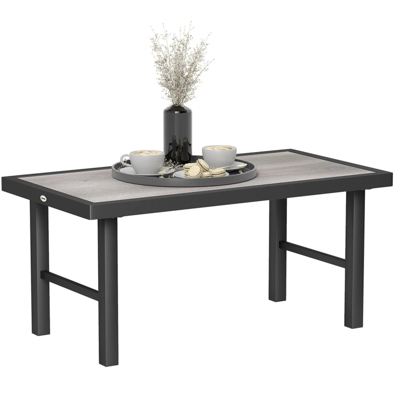Image of Outsunny Garden Coffee Table with SPC Woodgrain Tabletop, Grey Wood Effect, Grey 84G-654V00GY