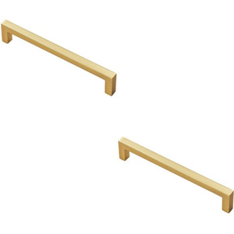 Image of Loops 2x Square Block Pull Handle 170 x 10mm 160mm Fixing Centres Satin Brass Metallics unisex
