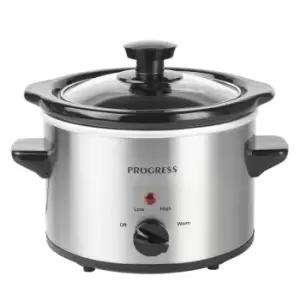 image of Progress EK2621P 100W 1.5L Slow Cooker with Adjustable Temperature Settings - Stainless Steel