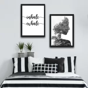Image of Inhale Exhale Set Multicolor Decorative Framed Painting (2 Pieces)