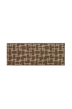 image of Vector Machine Washable Latex Backed Runner Doormat, 57x150cm, Brown