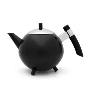 image of Bredemeijer Teapot Double Wall Duet Design Meteor 1.2L In Matt Black With Chrome Lid & Black Fittings