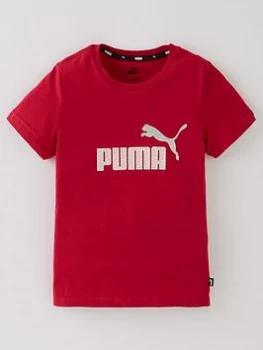 Puma Girls Essentials + Logo T-Shirt - Red, Size 9-10 Years, Women