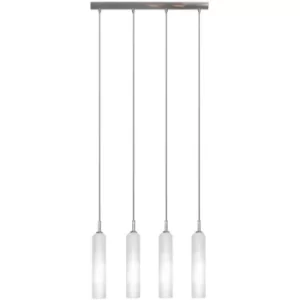 image of 4 Light Straight Bar Pendant Ceiling Light Satin Nickel