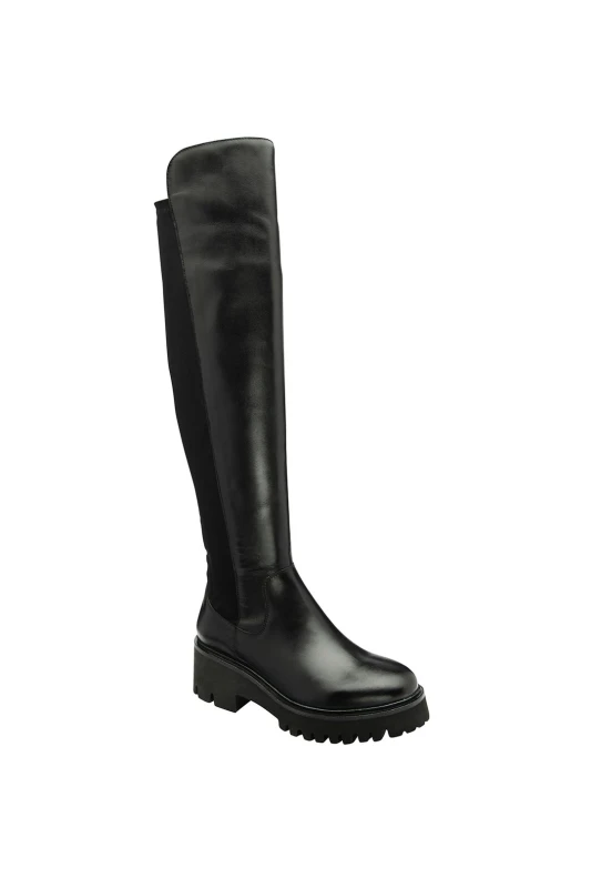 Image of Ravel Black Leather 'Thornton' Knee-High Boots Black