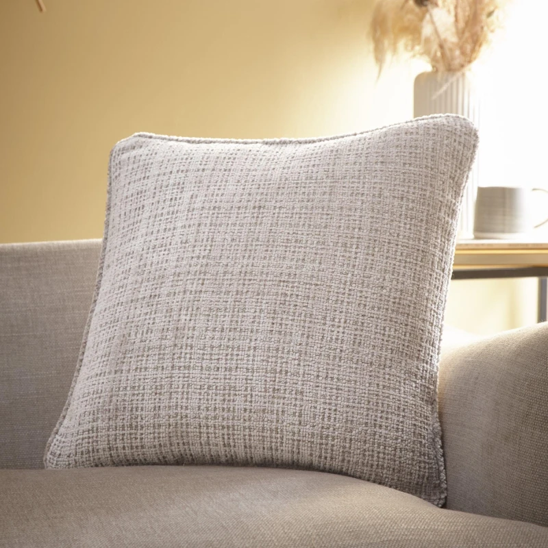 Image of Appletree 'Alba' Textured Chenille Filled Cushion Natural
