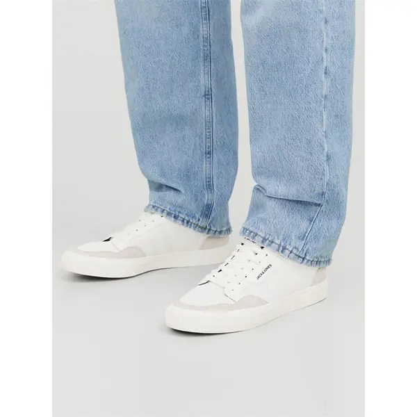 Image of Jack & Jones White / White Faux Leather Logo Sneakers White Male 42 145325UK