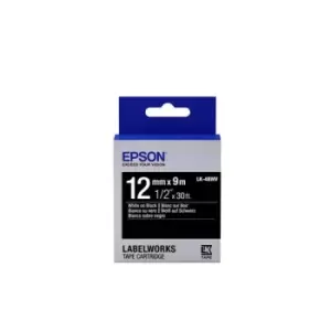 image of Epson LK-4BWV White on Black Labelling Tape 12mm x 9m