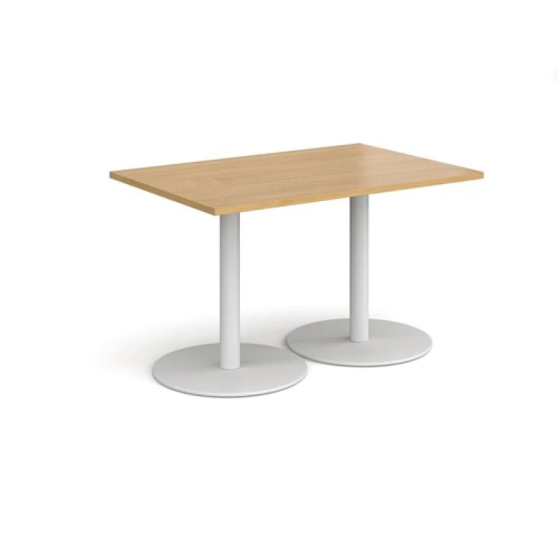 Image of Monza Monza rectangular dining table with flat round white bases 1200mm x 800mm - oak Oak MDR1200-WH-O