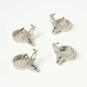 Image of Homescapes - Set of 4 Stag Christmas Tea Light Holders - Silver
