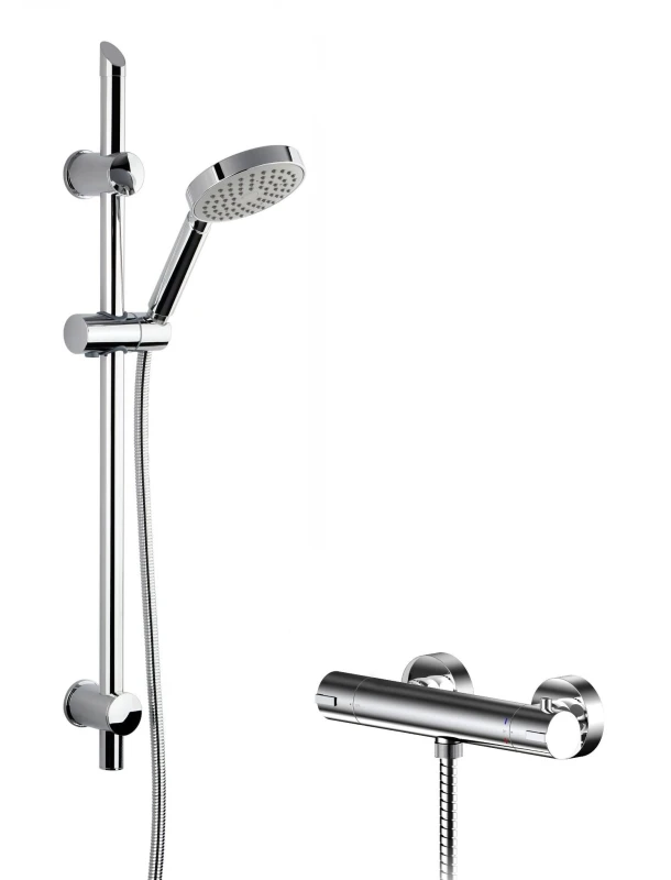 Image of Balterley Thermostatic Bar Valve Single Function Handset Slider Rail Silver