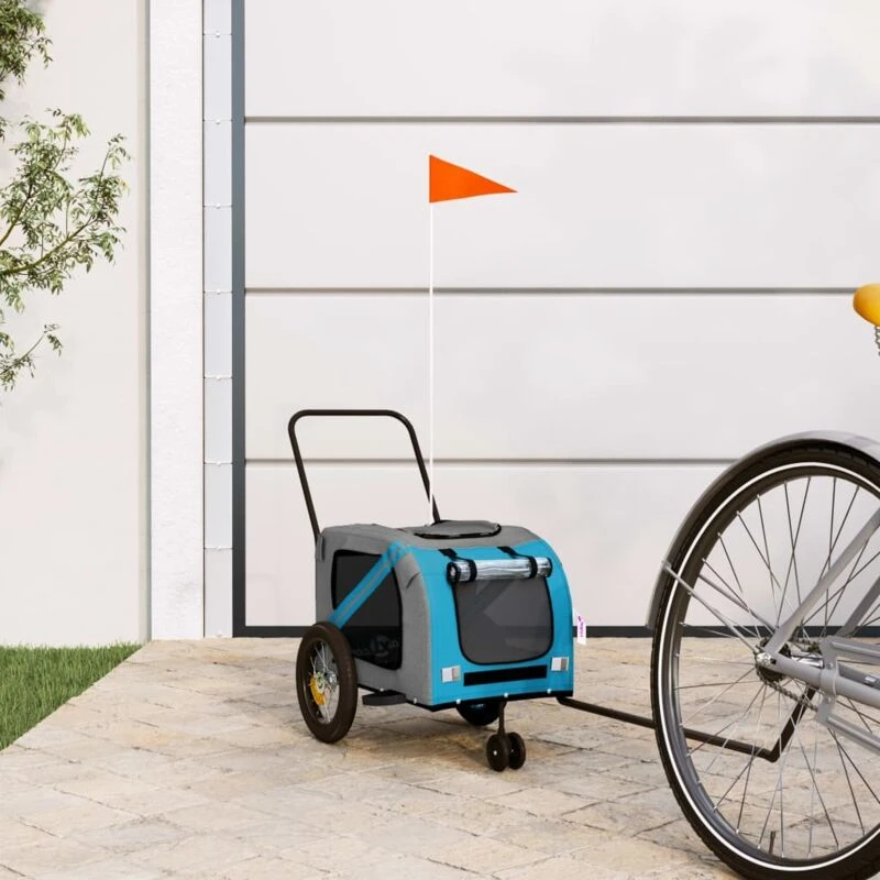 Image of vidaXL Pet Bike Trailer Blue and Black Oxford Fabric and Iron, Blue 93890