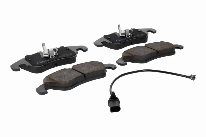 Image of VAICO V10-8304 Brake pad set Front Axle, incl. wear warning contact, Q+, original equipment manufacturer quality, with anti-squeak plate Brake Pad Se