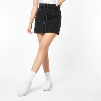 image of Jack Wills Chartham Full Zip Denim Mini Skirt - Black