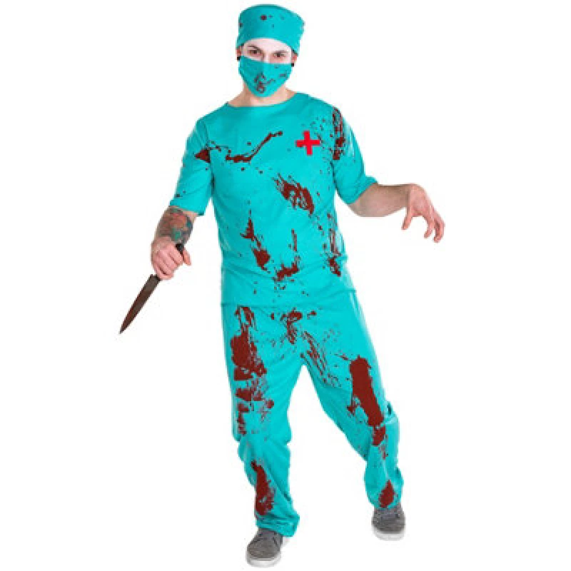 Image of Tectake Mens Zombie Doctor Costume 300182 - Blue S