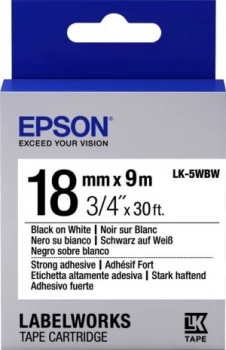Image of Epson Tape/LK-5WBW Stn Adh 18mm 9m Black/White