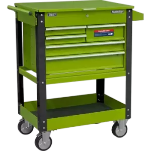 image of Sealey Heavy Duty 5 Drawer Tool and Parts Trolley Green