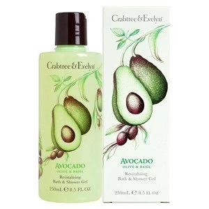 image of Crabtree & Evelyn Avocado Olive and Basil Bath & Shower Gel 250ml