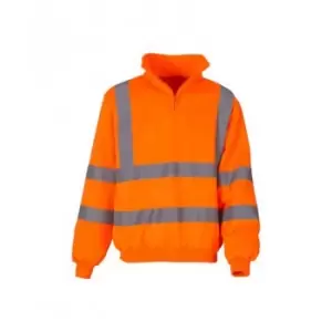 image of Yoko Unisex Zip Neck Hi-Vis Sweatshirt (L) (Orange)