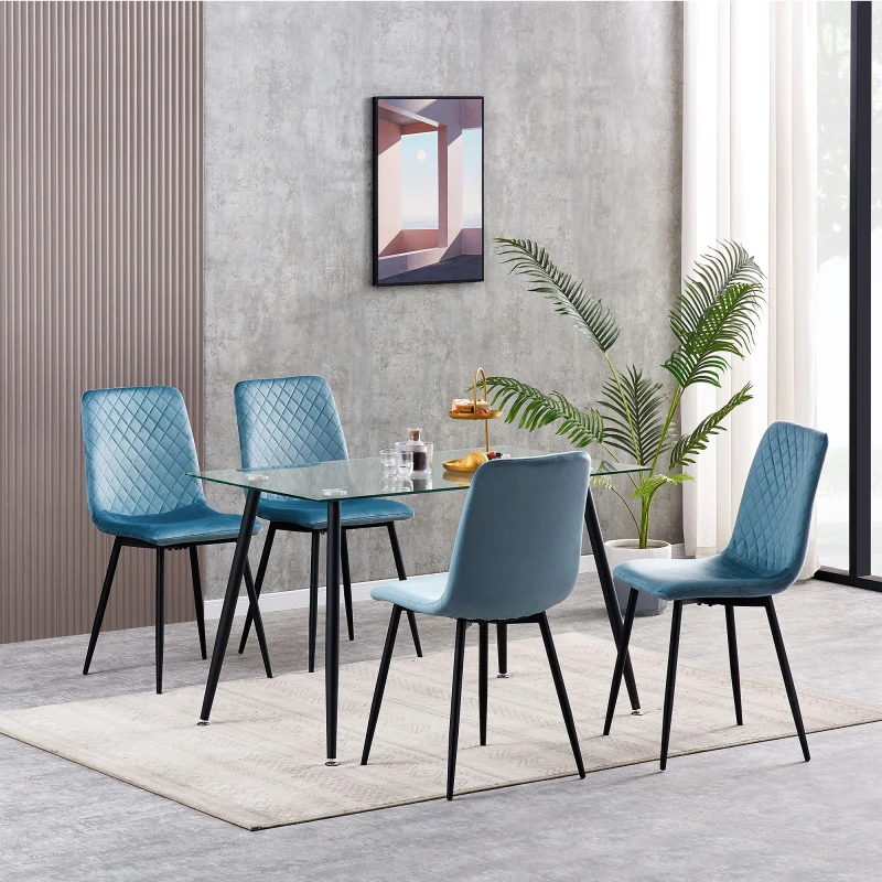 Image of MCC DIRECT Set of 4 Designer Velvet Fabric Dining Chairs Metal Legs Lexi Chairs livid LX0425
