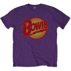 David Bowie - Vintage Diamond Dogs Logo Unisex Medium T-Shirt - Purple