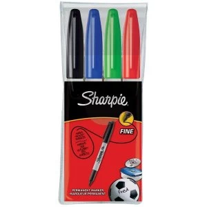 Image of Sharpie Permanent Marker Fine Tip 1.0mm Line Assorted Pack of 4 Pens