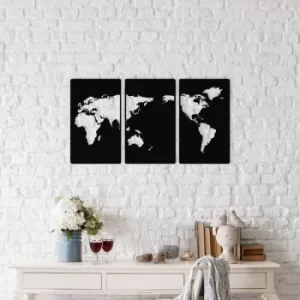 Image of 3 Pieces of World Map Black Decorative Metal Wall Accessory