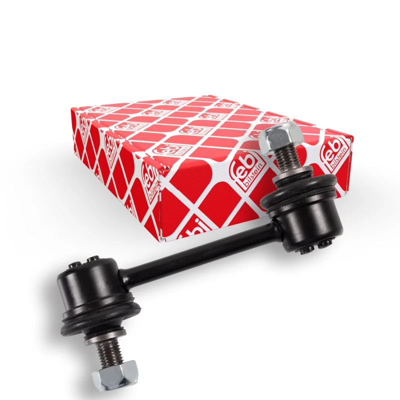 Image of FEBI BILSTEIN 33763 Anti-roll bar link OE Turbo NEW, Rear Axle Left, with nuts Steel Link Stabiliser (3229)