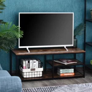 Image of HOMCOM Steel Frame Industrial Style TV Stand w/ Shelf Black/Brown