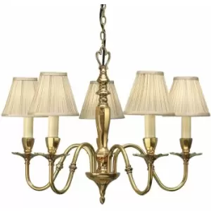 Image of Loops - Luxury Hanging Ceiling Pendant Light Solid Brass & Beige Shade 5 Lamp Chandelier