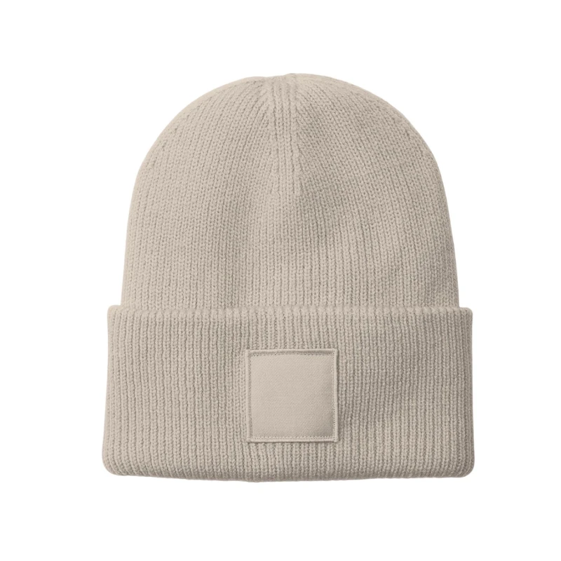 Image of Beechfield Beechfield Men Tonal Patch Deep Cuffed Beanie in Natural Natural One Size Male 5063574977487