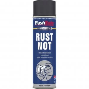 image of Plastikote Rust Not Aerosol Spray Paint Matt Black 500ml