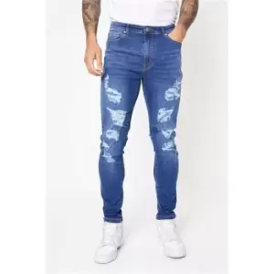 image of I Saw It First Mid Blue Skinny Ripped Jeans - Blue