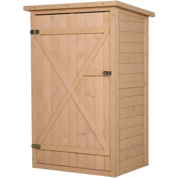 Image of Fir Wood Compact Storage Shed w/ 2 Shelves Lock Tool Organiser 115x75cm - Outsunny