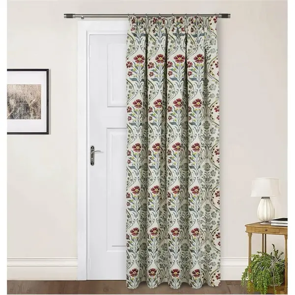 Image of Home Curtains Vermont Tapestry Chenille Lined Door Curtain - Blue 65x84