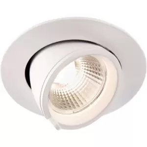 image of Fully Adjustable Recessed Ceiling Downlight - 15W Warm White LED - Matt White