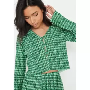 Missguided Cropped Button Cardi Geo - Green