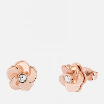 Image of Ted Baker Womens Pelipa: Flower Stud Earring - Rose Gold Tone/Clear Crystal