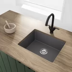 Image of Single Bowl Undermount Grey Granite Composite Kitchen Sink - Enza Madison