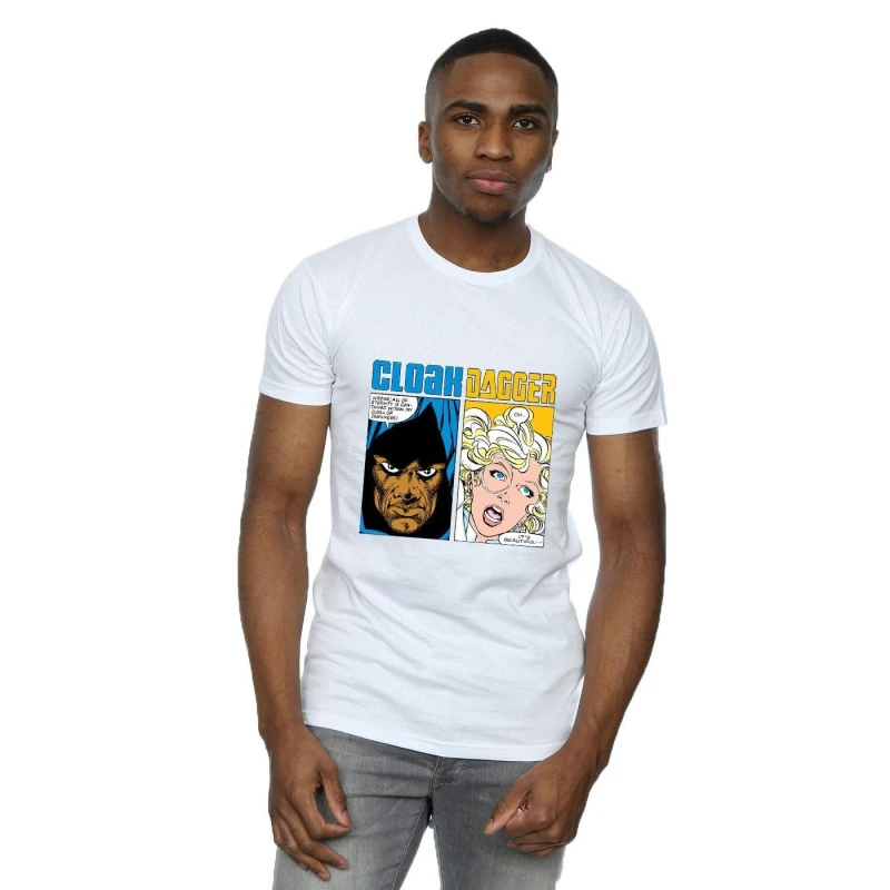 Image of Marvel Marvel Men Cloak And Dagger Comic Panels T-Shirt in White Size: Small White S Male 5057864488647