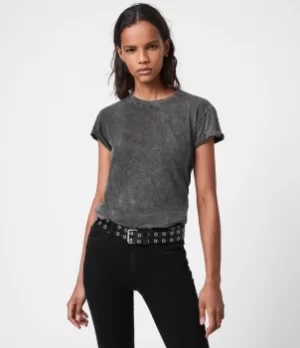 Image of AllSaints Womens Regular Fit Anna T-Shirt, Black, Size: 8