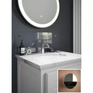 image of Clear Glass Bathroom Splashback (Chrome Cap) 250mm x 600mm x 4mm - Clear