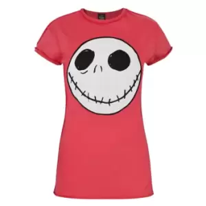 image of Nightmare Before Christmas Womens/Ladies Jack Reverse Seam T-Shirt (L) (Red)